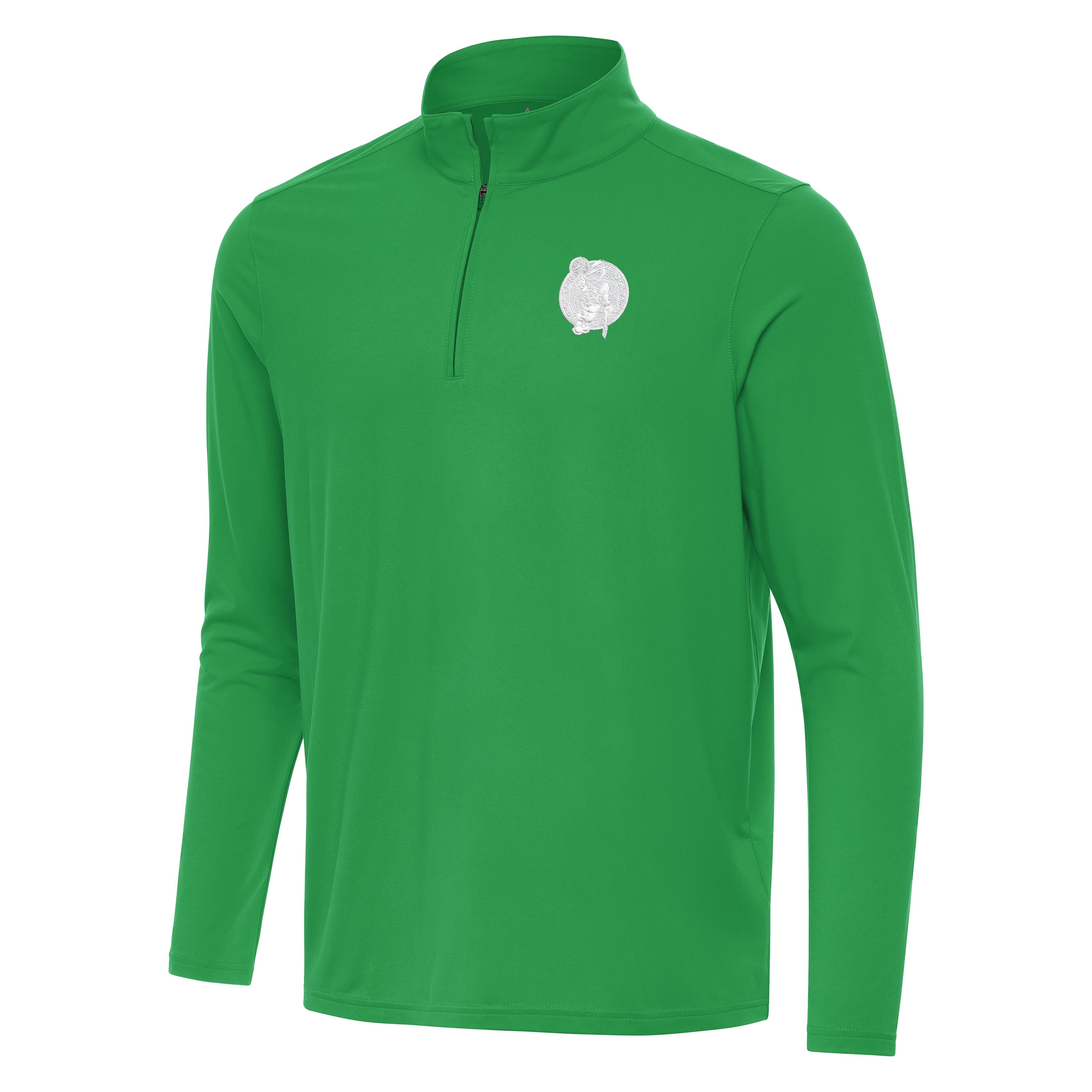 Boston Celtics Intent St Patricks Day White Logo Quarter Zip Pullover