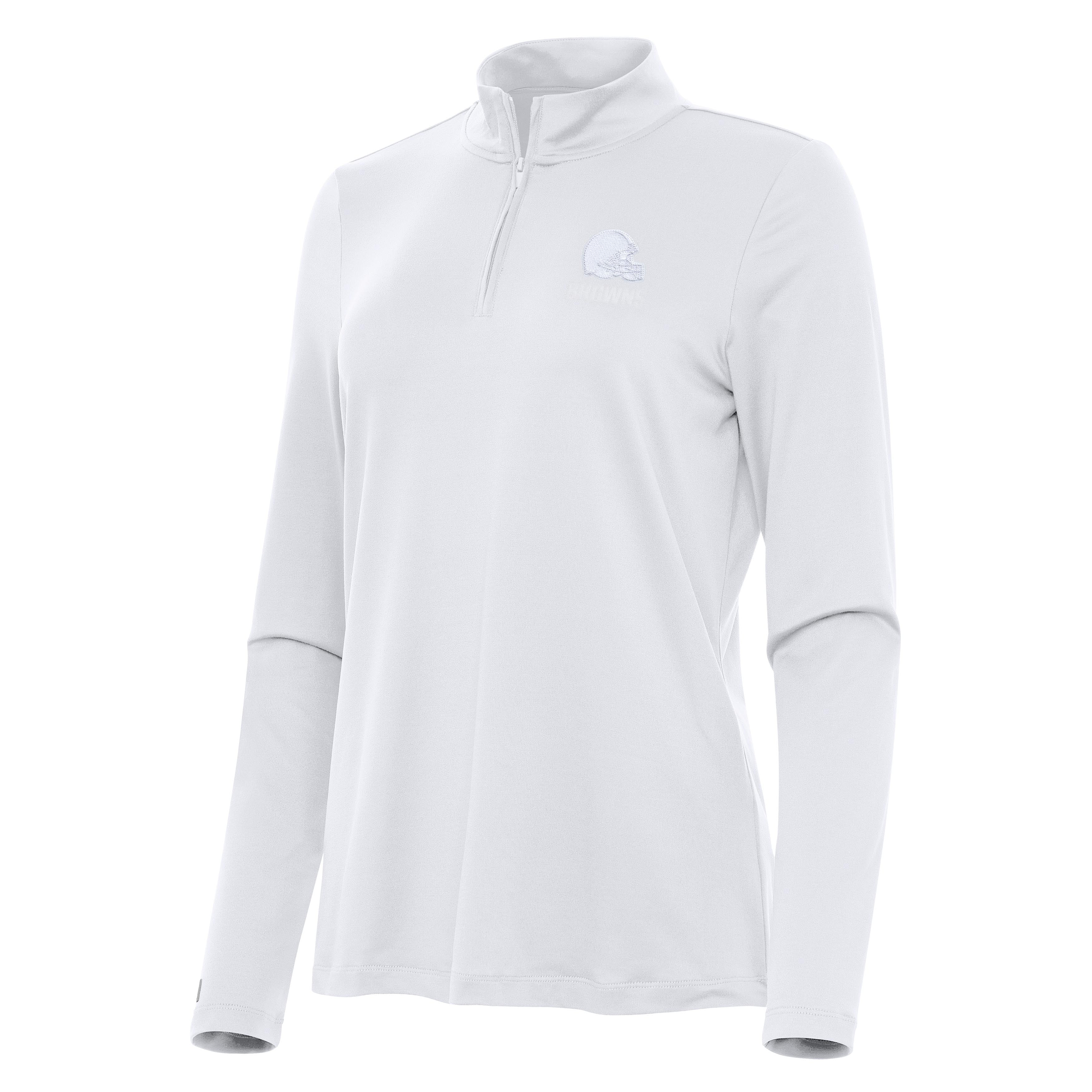 Cleveland Browns Womens Reprocess White Logo Quarter Zip Pullover
