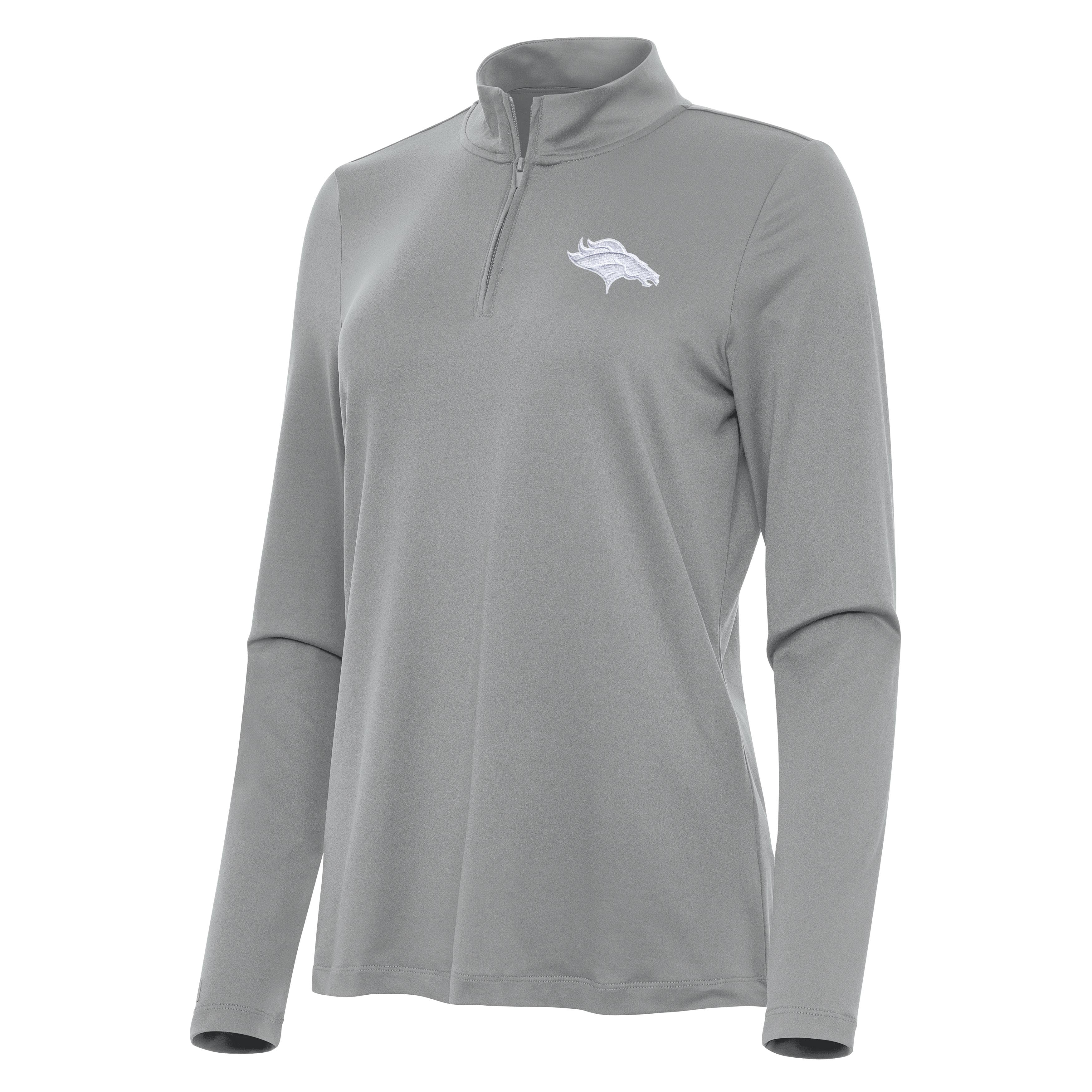 Denver Broncos Womens Reprocess White Logo Quarter Zip Pullover - Image 3