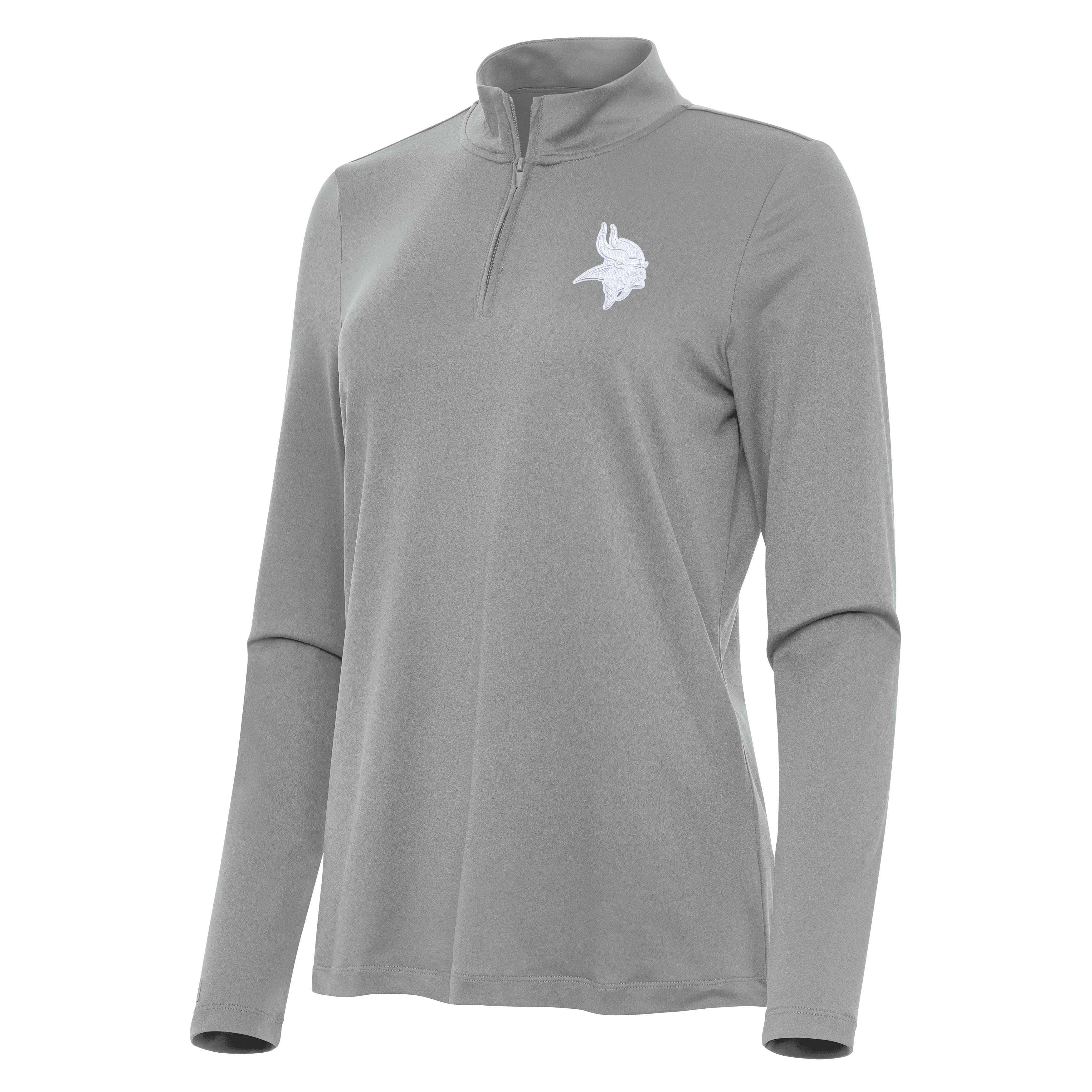 Minnesota Vikings Womens Reprocess White Logo Quarter Zip Pullover - Image 3