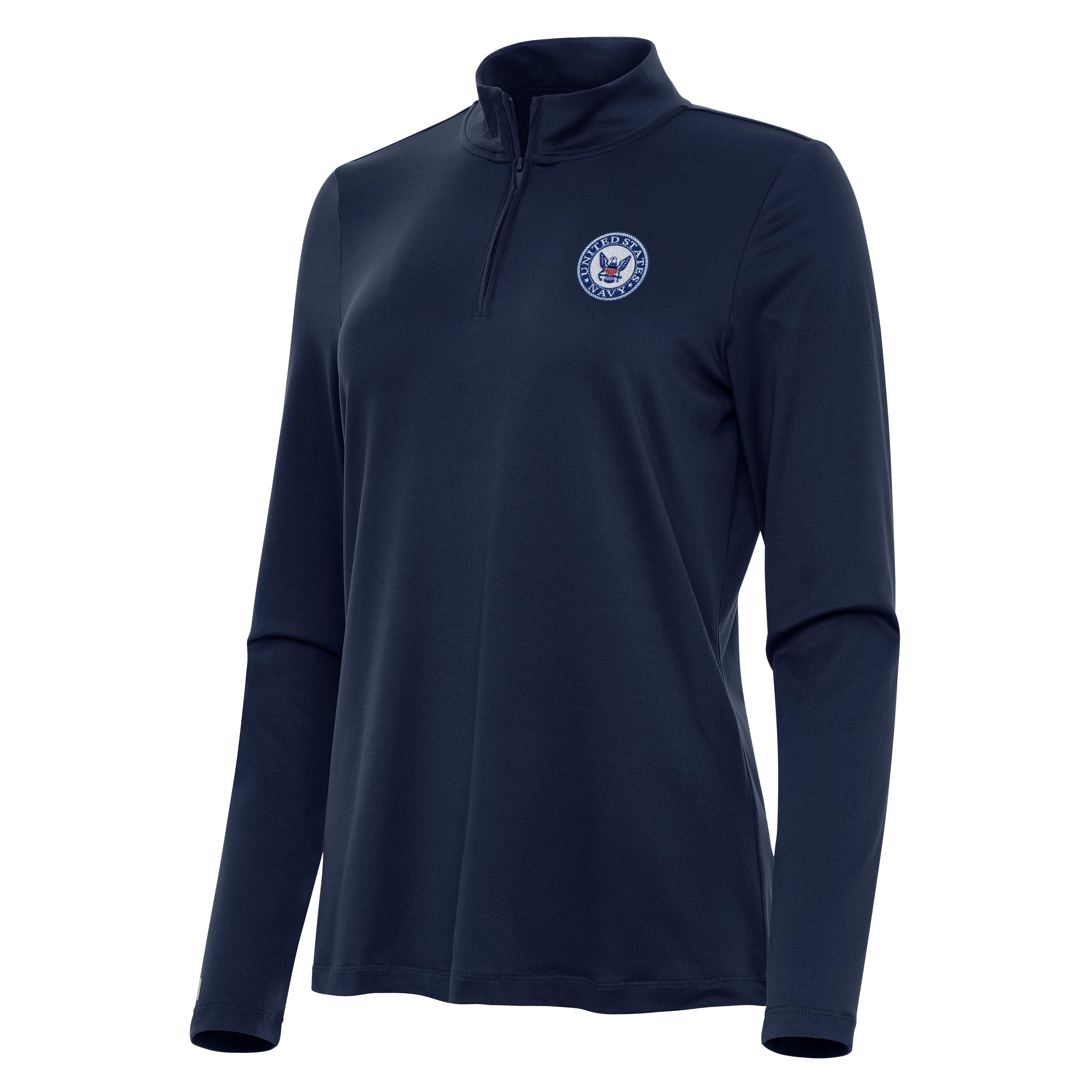 Navy Womens Reprocess Quarter Zip Pullover - Image 3
