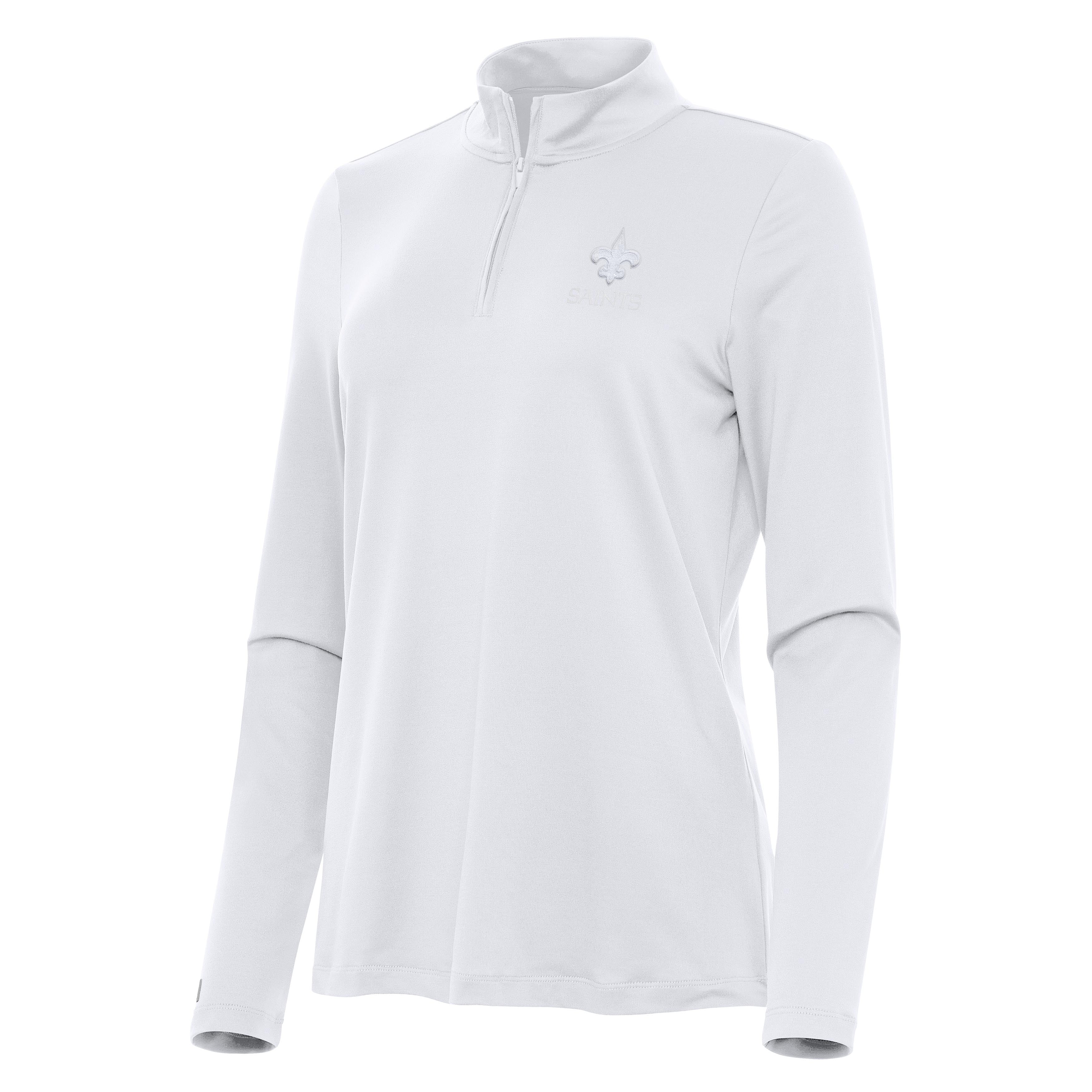 New Orleans Saints Womens Reprocess White Logo Quarter Zip Pullover
