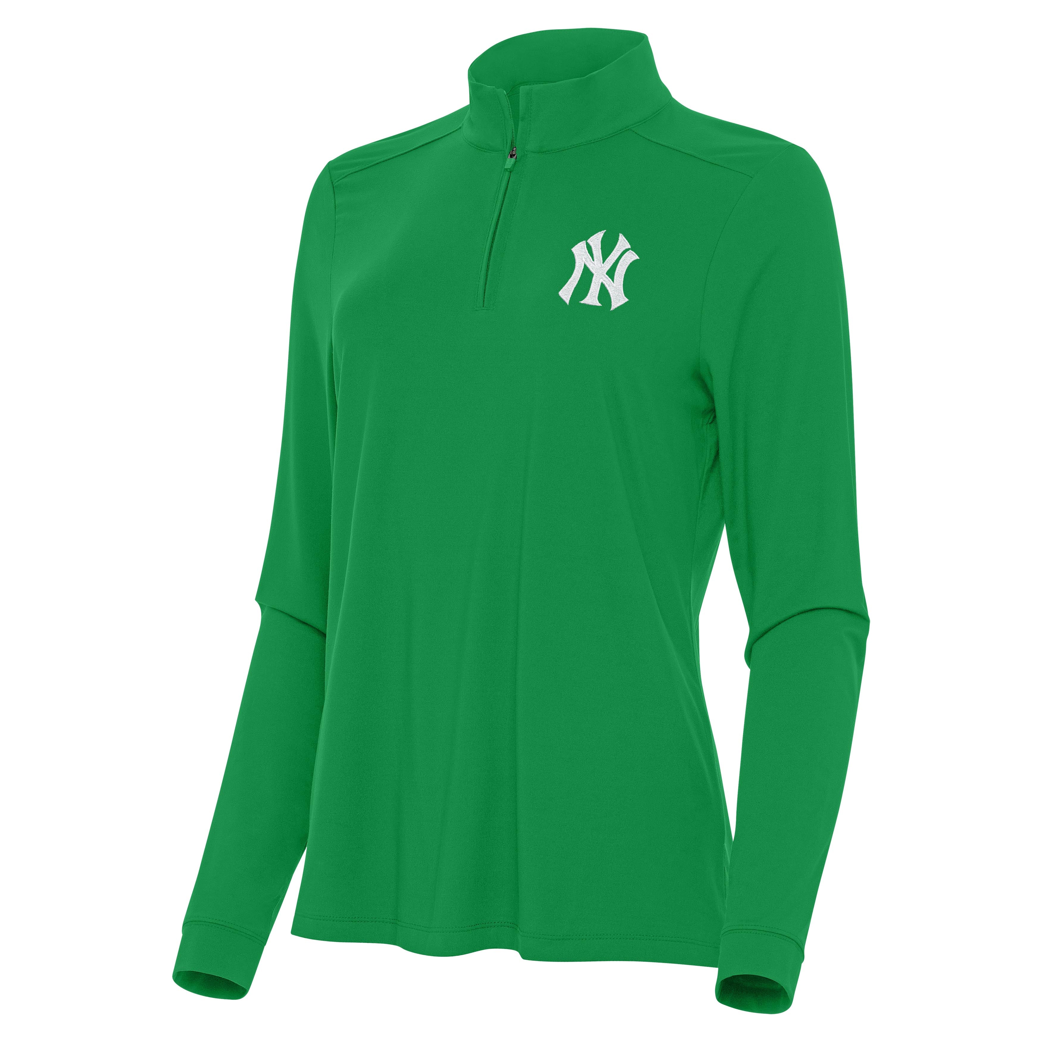 New York Yankees Womens Intent St Patricks Day White Logo Quarter Zip Pullover